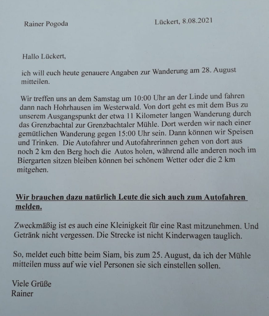 Wandertag Programm 2021